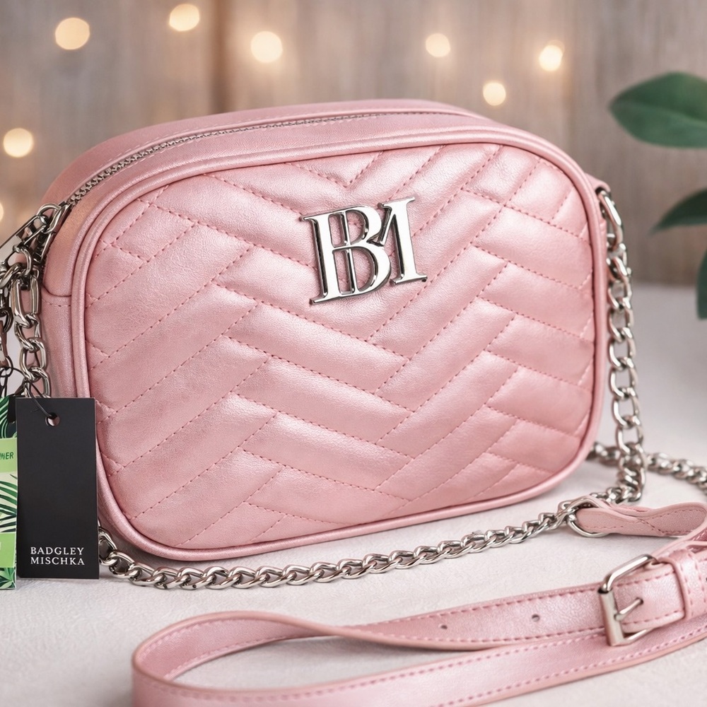 Badgley Mischka Blush Quilted Crossbody Bag
